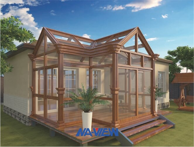 Diseño favorable al medio ambiente de aguilón del Sunroom prefabricado del tejado 2
