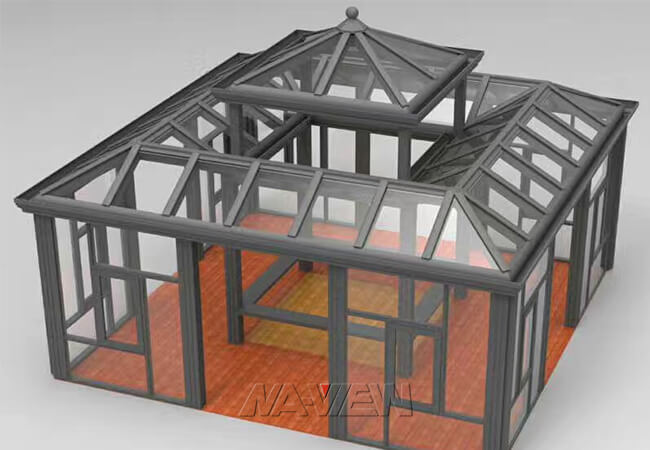 Diseño favorable al medio ambiente de aguilón del Sunroom prefabricado del tejado 3
