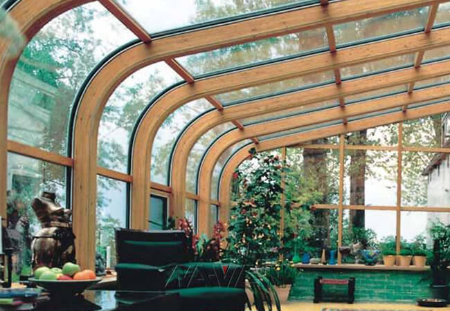 Sunroom curvado recintos del marco de acero del Sunroom del tejado de la cubierta de Four Seasons 0
