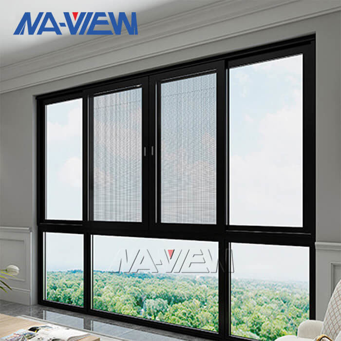 El dormitorio de Guangdong NAVIEW teñió la puerta del negro del diseño del precio que resbalaba la ventana de aluminio proveedor