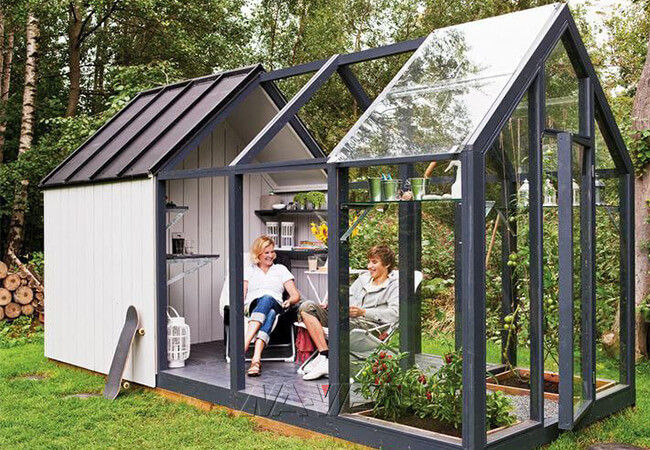 Invernadero del jardín del edificio pequeños equipos del invernadero de la cubierta en una cubierta de madera 1
